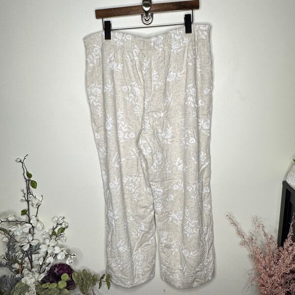 ABERCROMBIE & FITCH Pull On Linen Wide Leg Embroidered Pant Floral Sz XL {3K32} - Picture 5 of 7